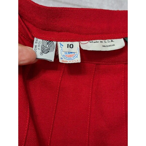 Vintage 80's Red Pleated Wool Midi Skirt Sz 10 Made in USA Red Classic Heritage - Picture 4 of 9